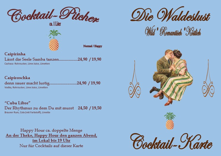 Happy Hour Walu 2025 Cocktail Karte Pitcher